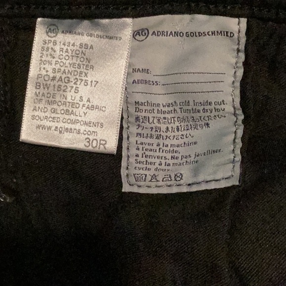 AG "prima" cigarette leg Black casual trendy fitted stretch 5 pocket jean 30 - Picture 5 of 5